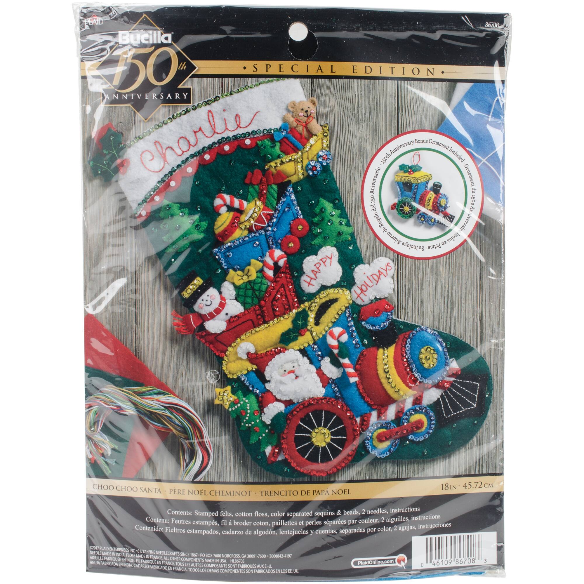 Bucilla Choo Choo Santa Stocking Felt Kit
